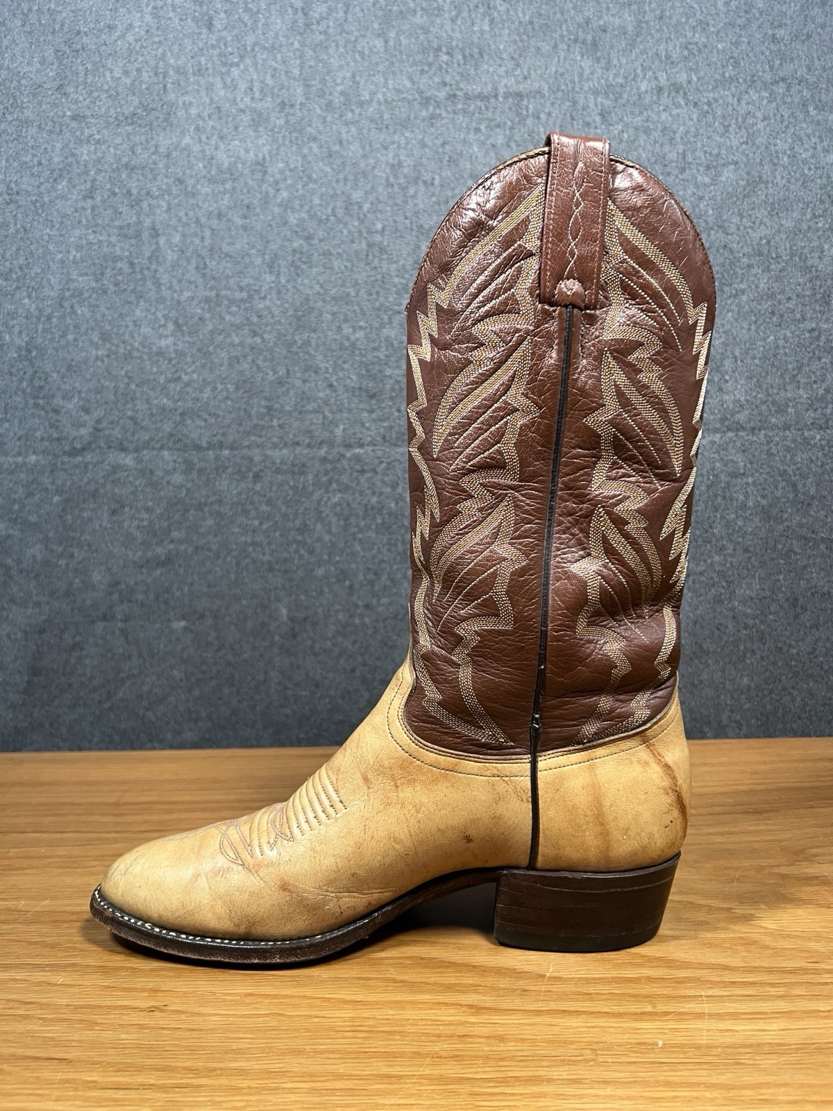 J Chisholm Boots Men’s Handcrafted Western Leather Size 9D Tan
