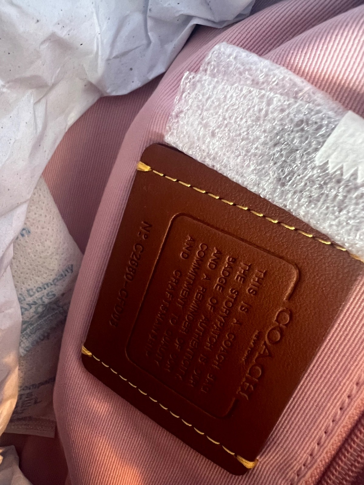 COACH Faye Drawstring Bag Signature Denim Light Pink CFD03 IMNH1