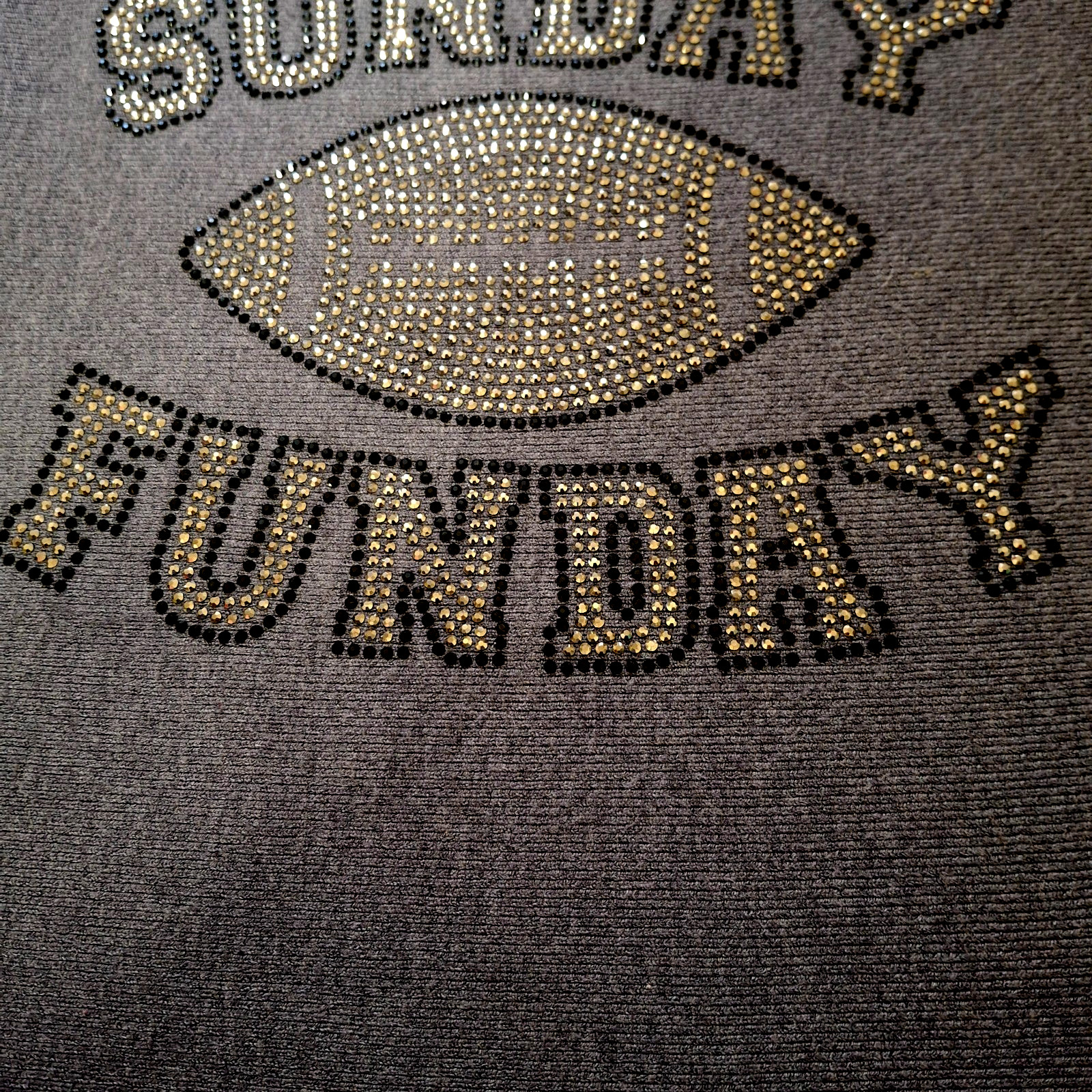 Vila Milano Sunday Funday Rhinestone Football Knit Sweater Gray XL NWT Boutique