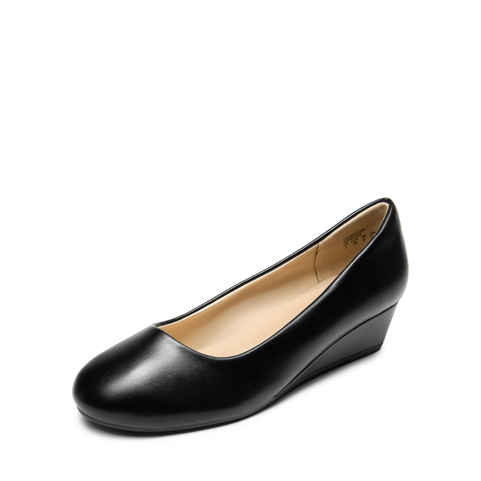 Women Low Wedge Pump Shoes Pull-On Round Toe Office Work Shoes