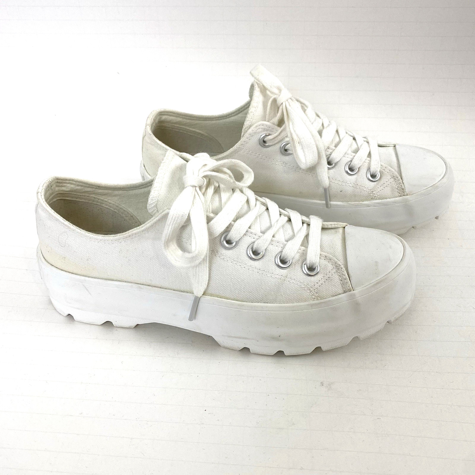 Sincerely Jules Womens Vasco Chunky Platform Sneakers 7 1/2 White Lug Sole Laces
