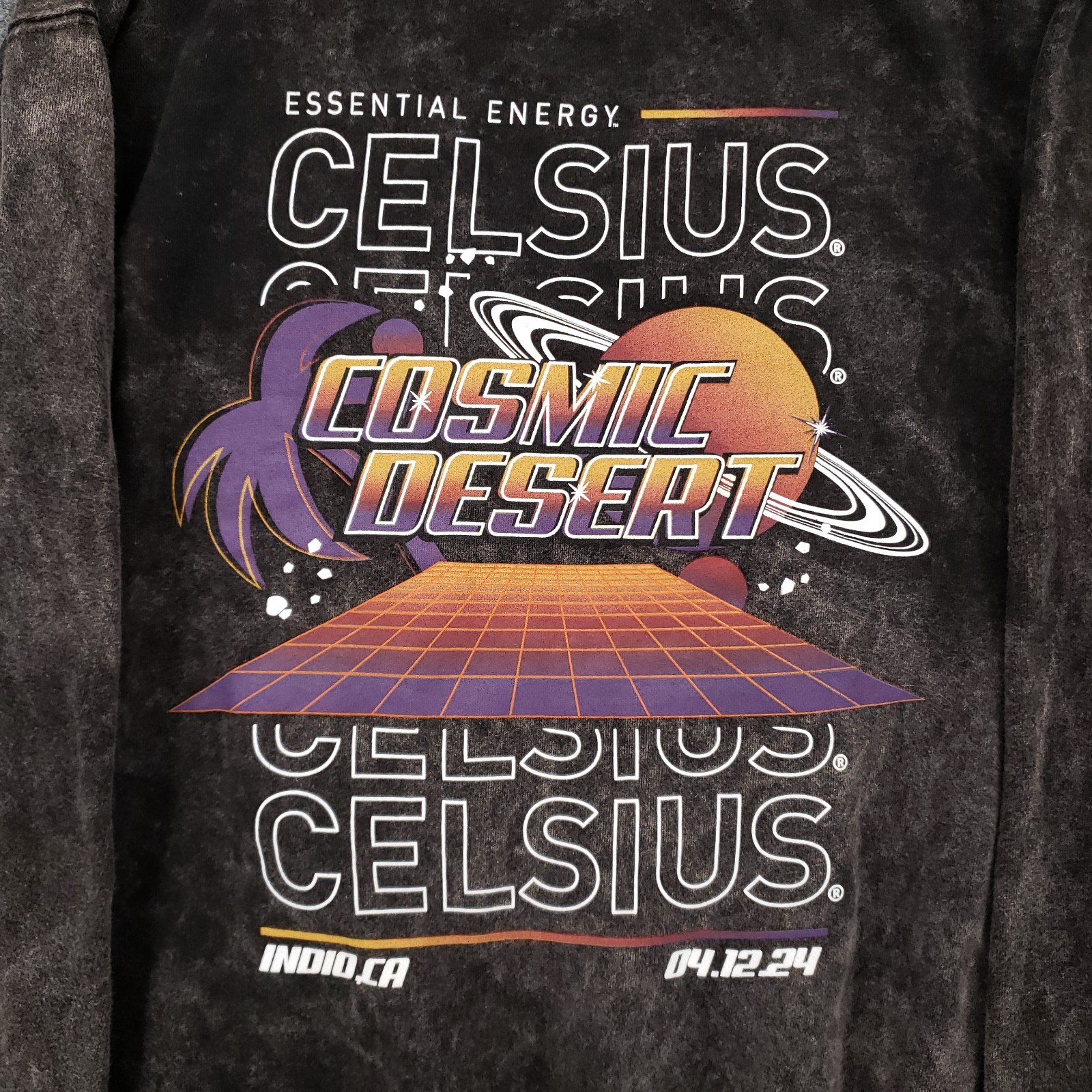 Celsius Sweatshirt Mens M Medium Gray Long Sleeve Fleece Cosmic Desert Graphic