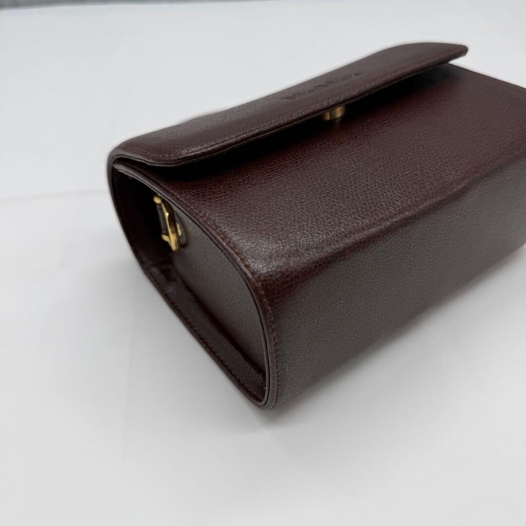 MaxMara Brown Leather 2Way Mini Top Handle Crossbody Flap Bag Italy Gold Logo