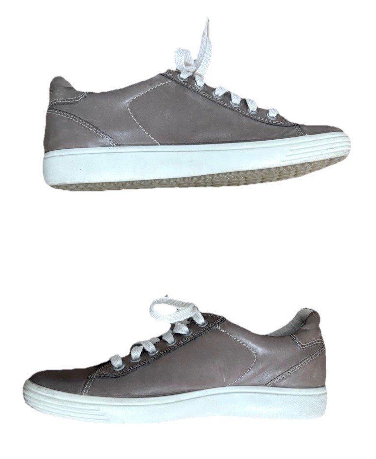 ECCO Brown Leather Lace-Up Low-Top Sneaker, Unisex Adults US 7 EU 38