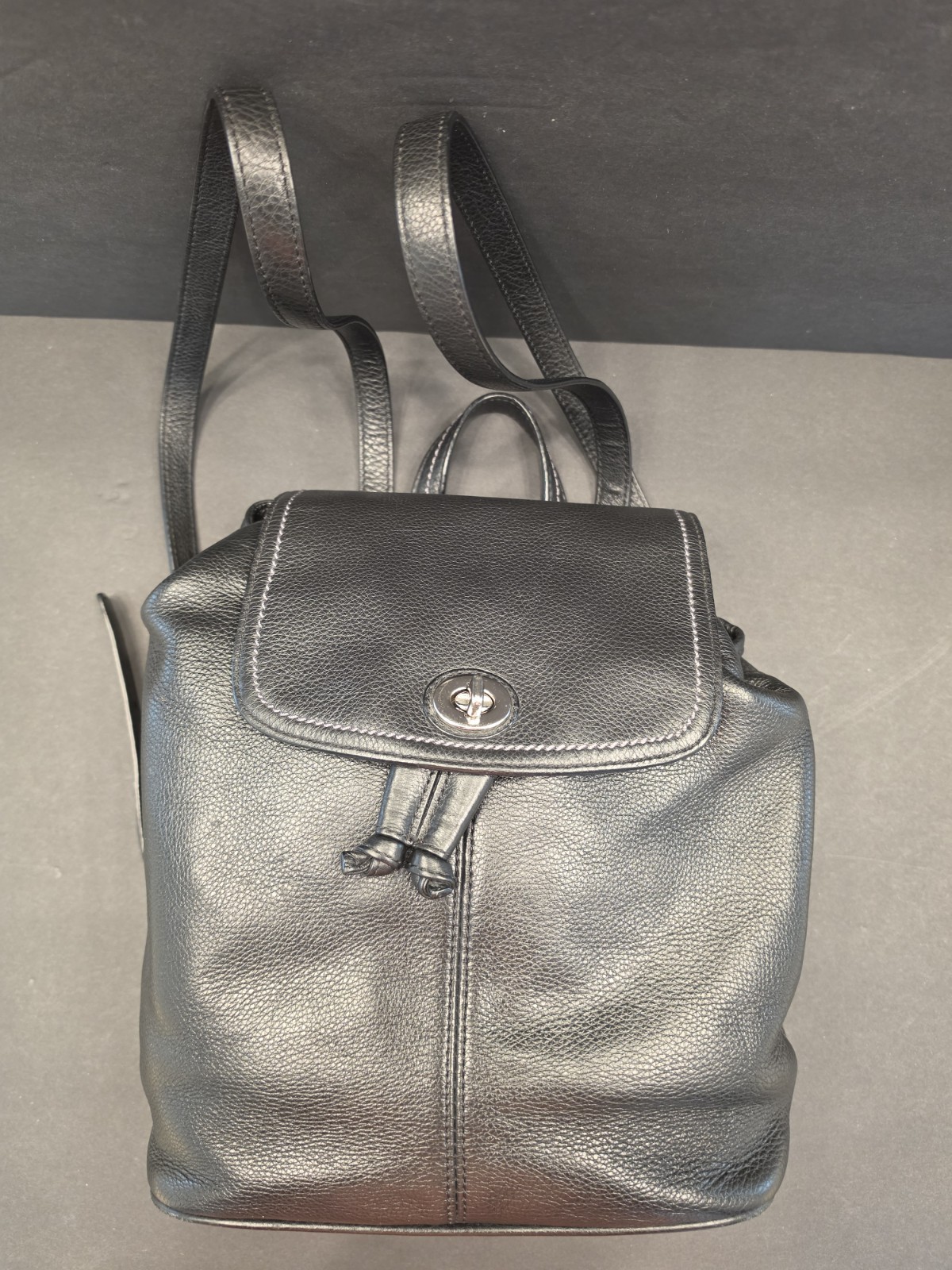 Vintage COACH Park Turnlock Backpack Drawstring Black Leather w/Adj Straps