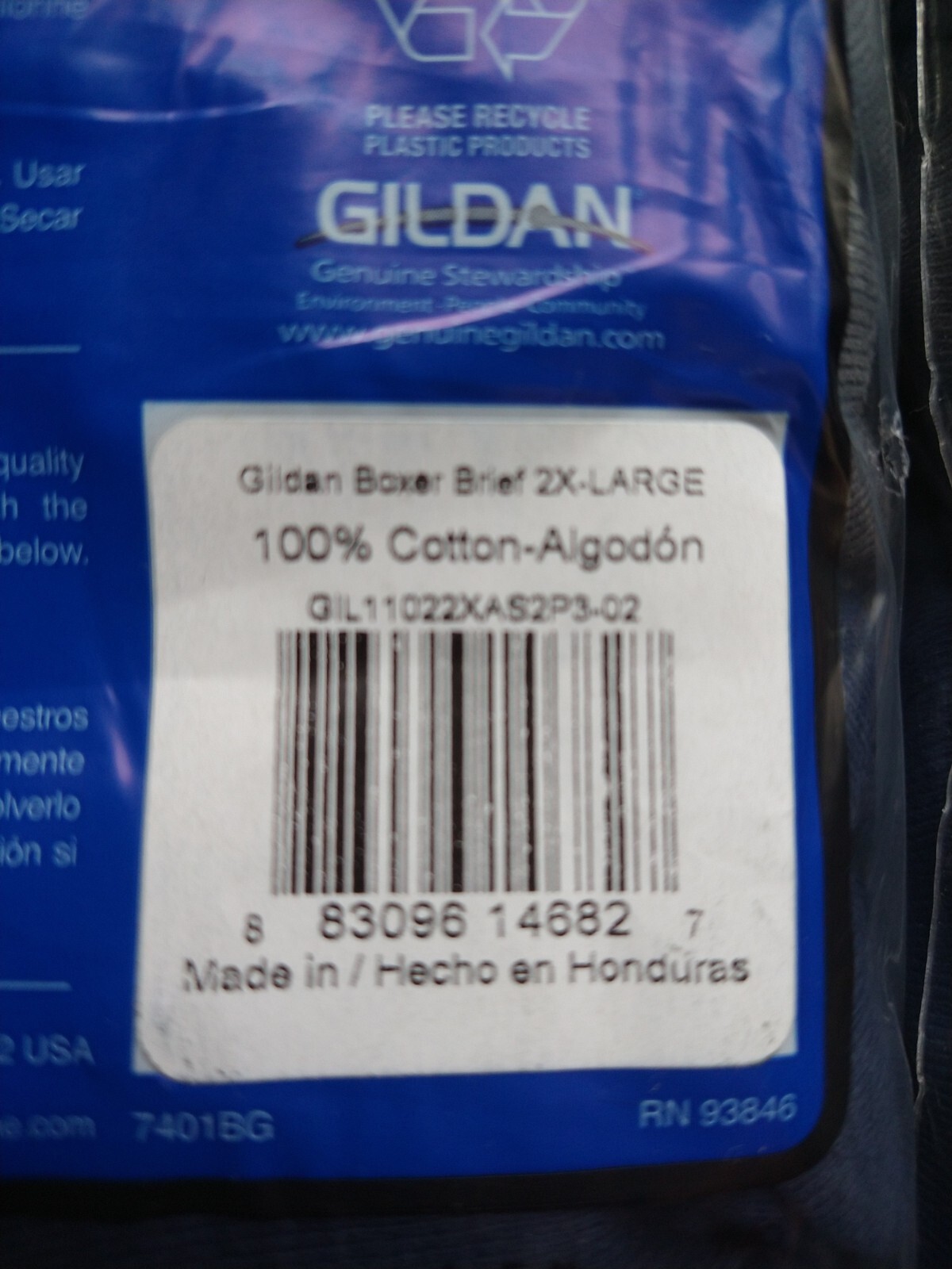 Gildan Boxer Briefs, Two 3-packs (6 pairs), 100% Cotton, Men’s 2XL, 44-46 Waist