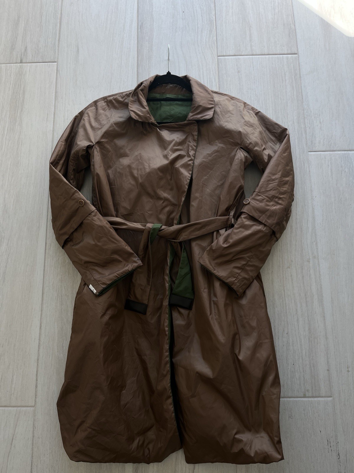 S Max Mara Reversible Trench Coat Green Brown IT36 / US4 Made in Italy jacket