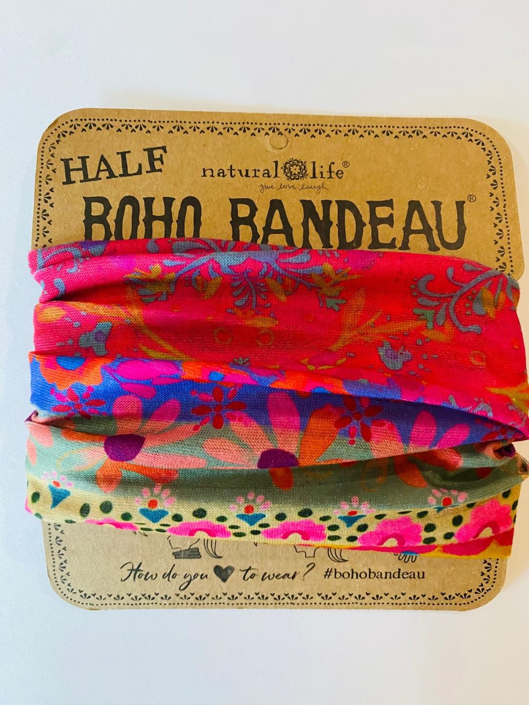 Bright Floral Natural Life Boho Bandeau Half Buff Medium Headband Karma pretty