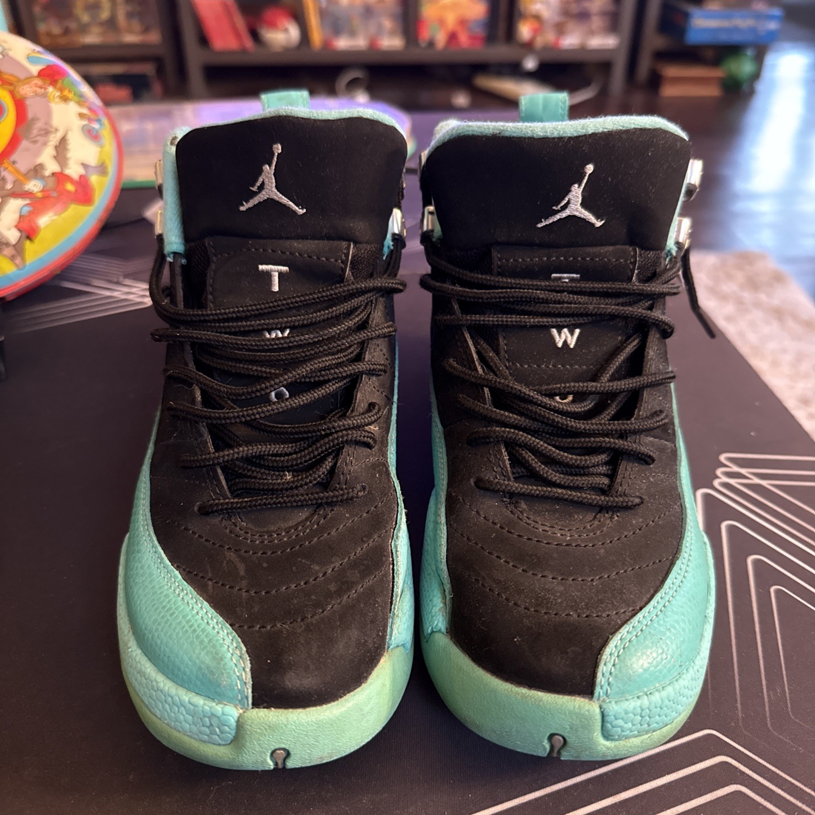 NIKE AIR JORDAN 12 RETRO GG BLACK/TEAL -HYPER JADE SIZE 4.5Y [510815-017]