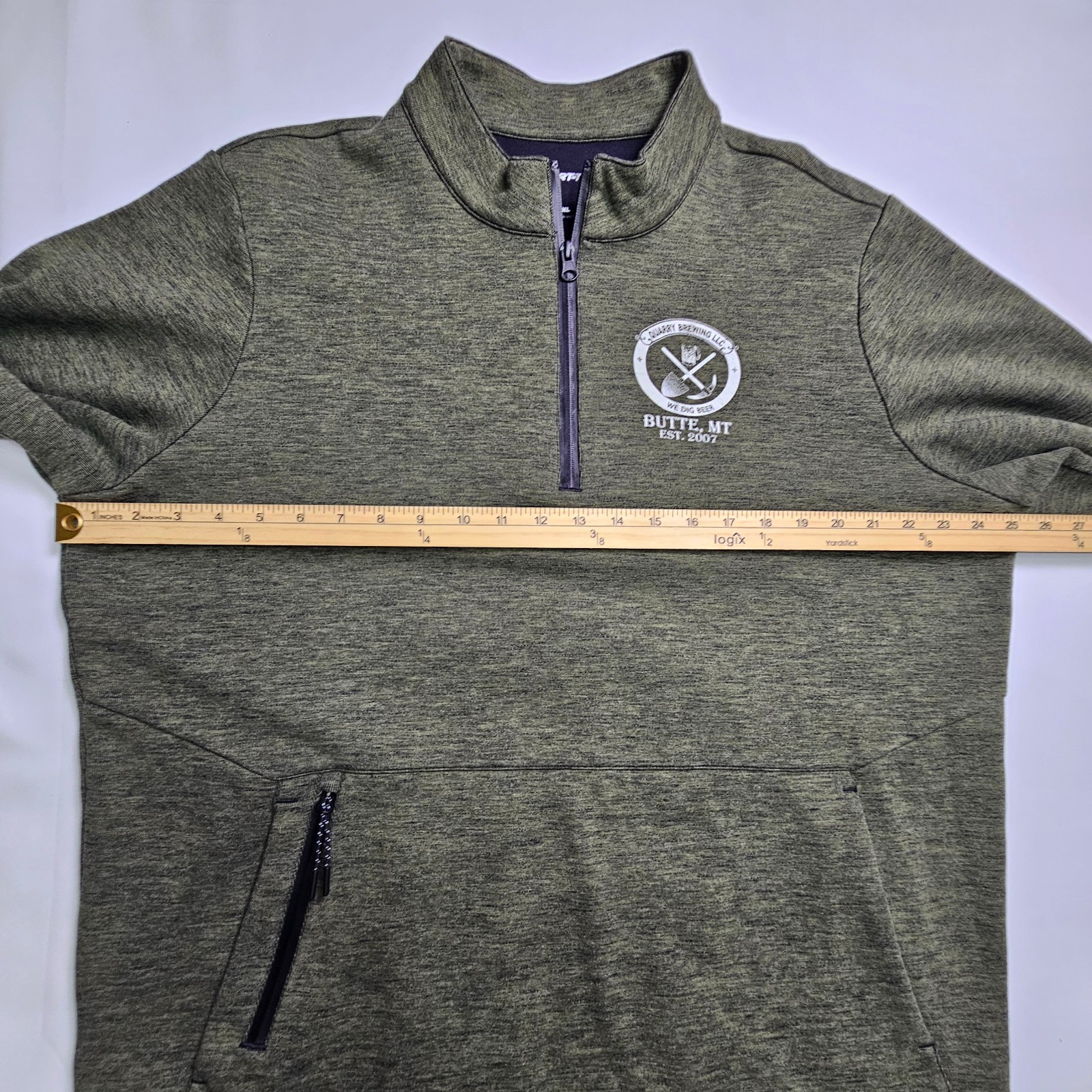 Sport-Tek 1/4-Zip Pullover Men’s XL Heather Olive – Quarry Brewing Butte MT
