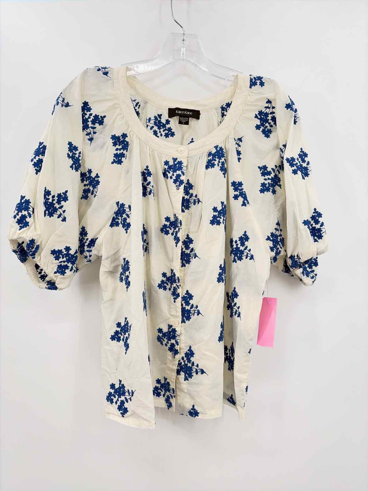 Pre-Owned Karen Kane Blue Size Large Button Down Blouse