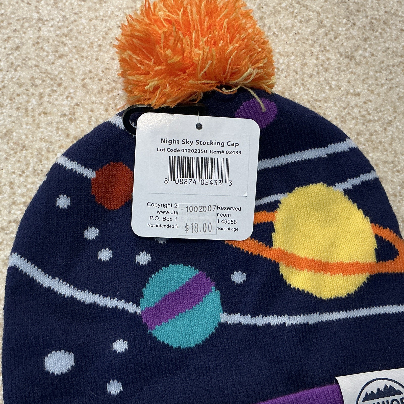 Junior Ranger Gear Night Sky Knit Pom Pom Beanie Stretch Space Planet One Size