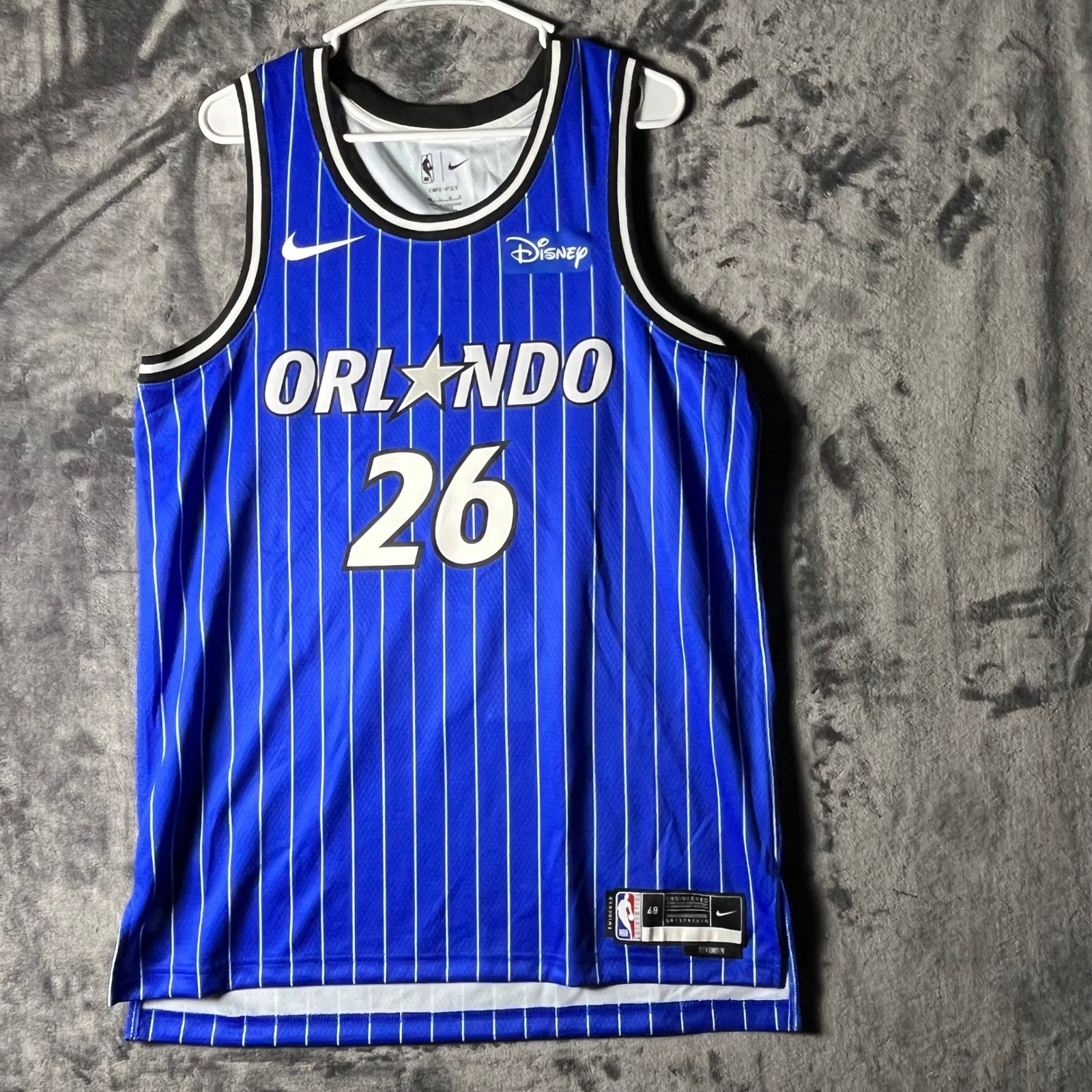Nike Orlando Magic Swingman Jersey Large 48 Disney Sponsor Patch Blue Custom 26