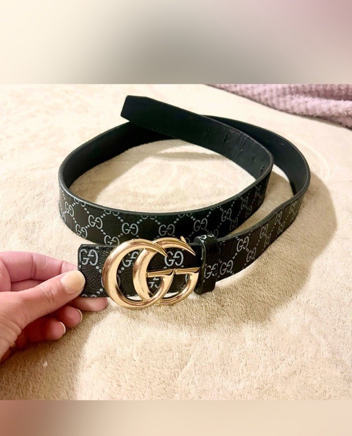 Black GG Leather Belt