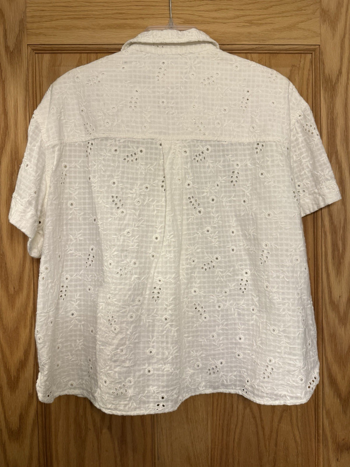 Sezane Laurineta 100% Cotton Button Down Shirt Short Sleeved White Size Medium 6