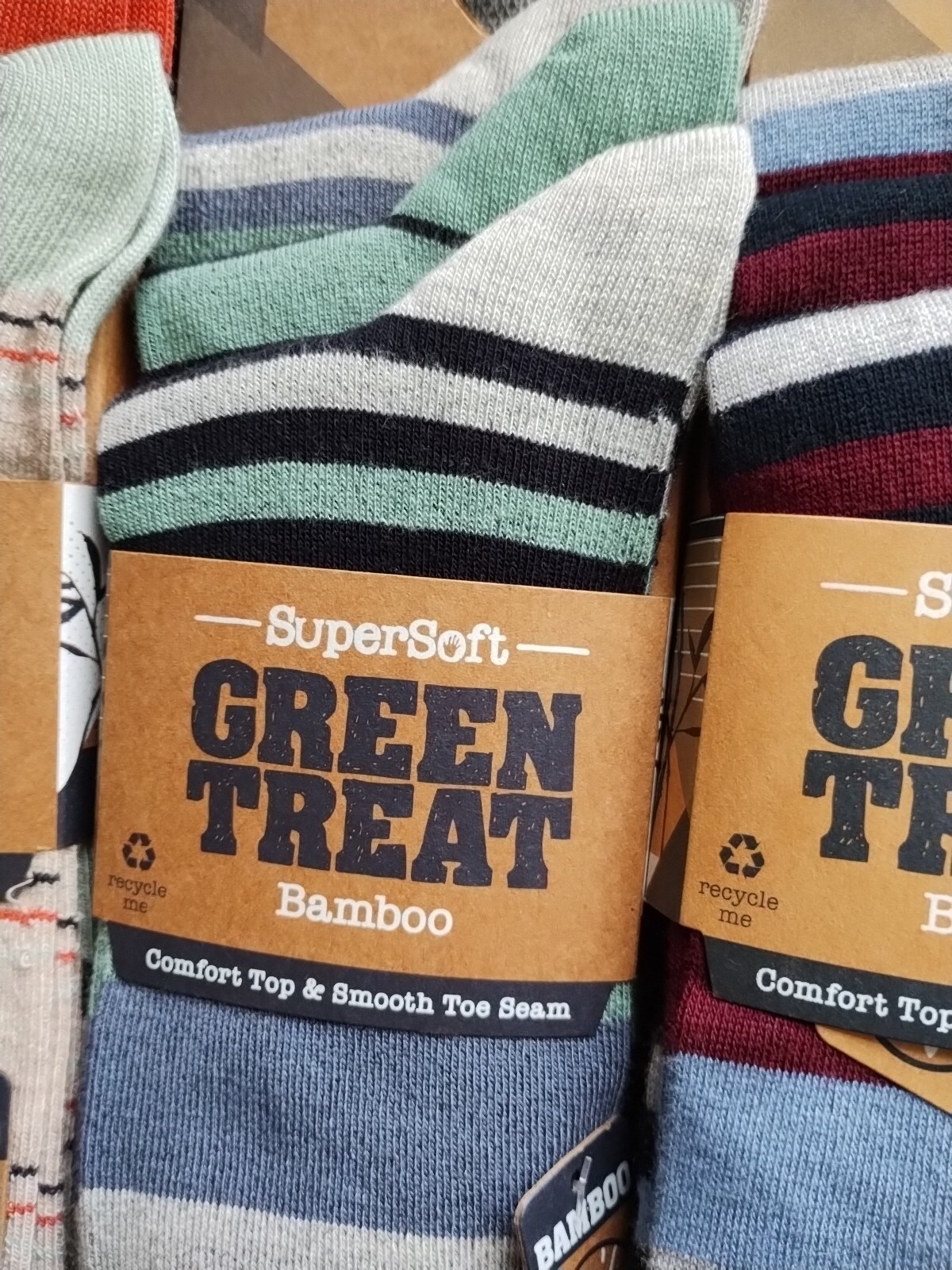 Green Treat Supersoft Bamboo Men’s Socks 3 Pairs UK 7-11