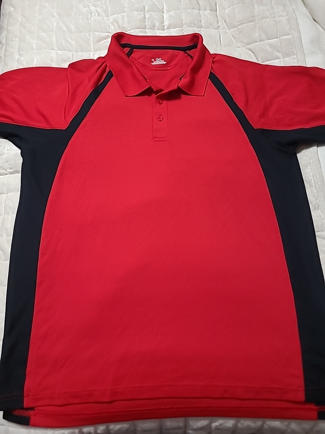 Under Armour Men’s XL Polo Shirt Color Red With Black Lining On The Side
