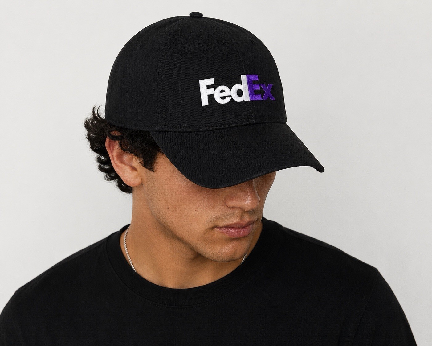 FedEx Delivery Hat Black Baseball Cap Embroidered Logo 2D Flat Adjustable Gift