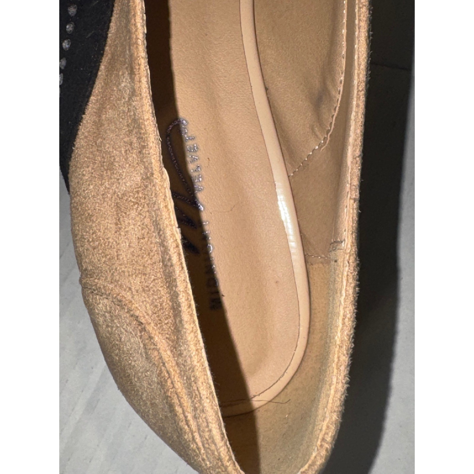 Midnight Velvet Womens Black Tan Rhinestone Suede Oxford Lace Up Shoes Size 10M