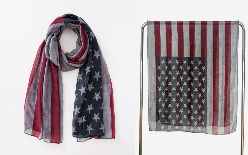 Popular Shawl American Flag Oblong Scarfs Stars Pattern Headscarf Soft Love Gift