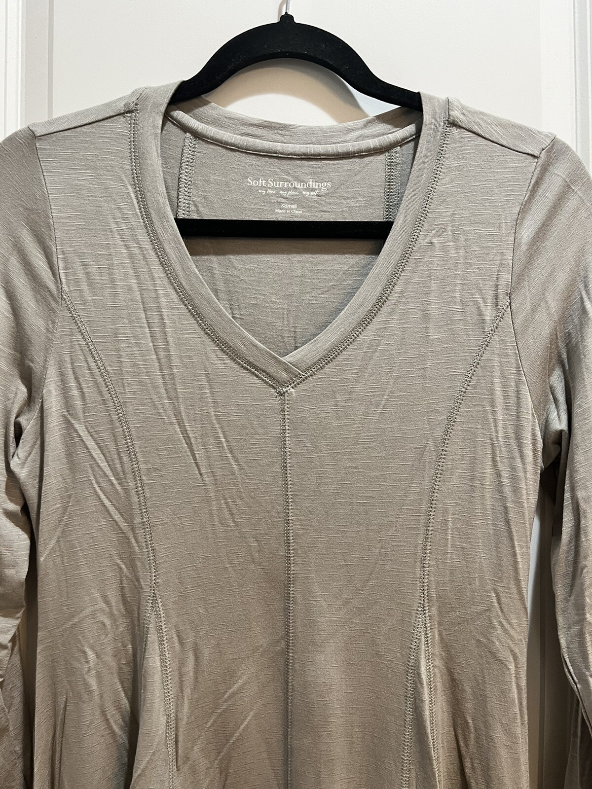 SOFT SURROUNDINGS V-Neck long sleeve Tunic XSmall Gray gore cut