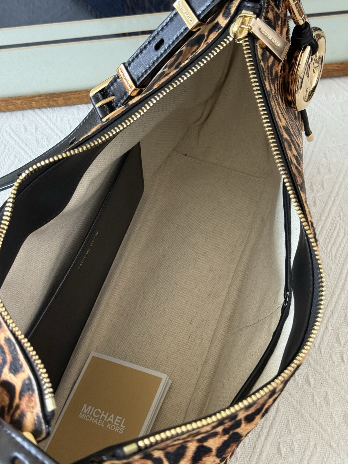 MICHAEL MICHAEL KORS Nolita Medium Leopard Print Calf Hair Shoulder Bag