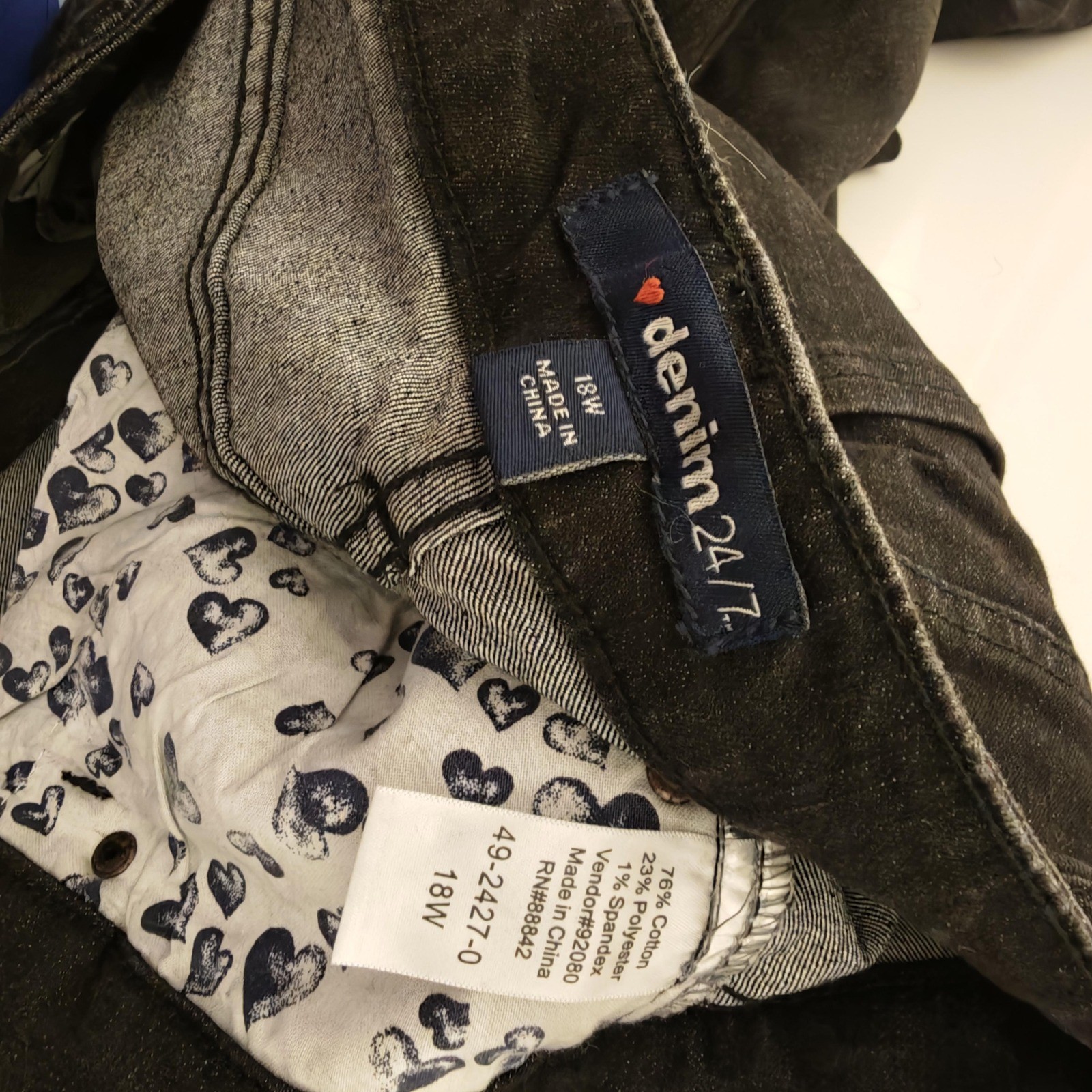 Denim 24/7 Black Wash Relaxed Fit Jeans Plus Size 18W Stretch 49-2427-0