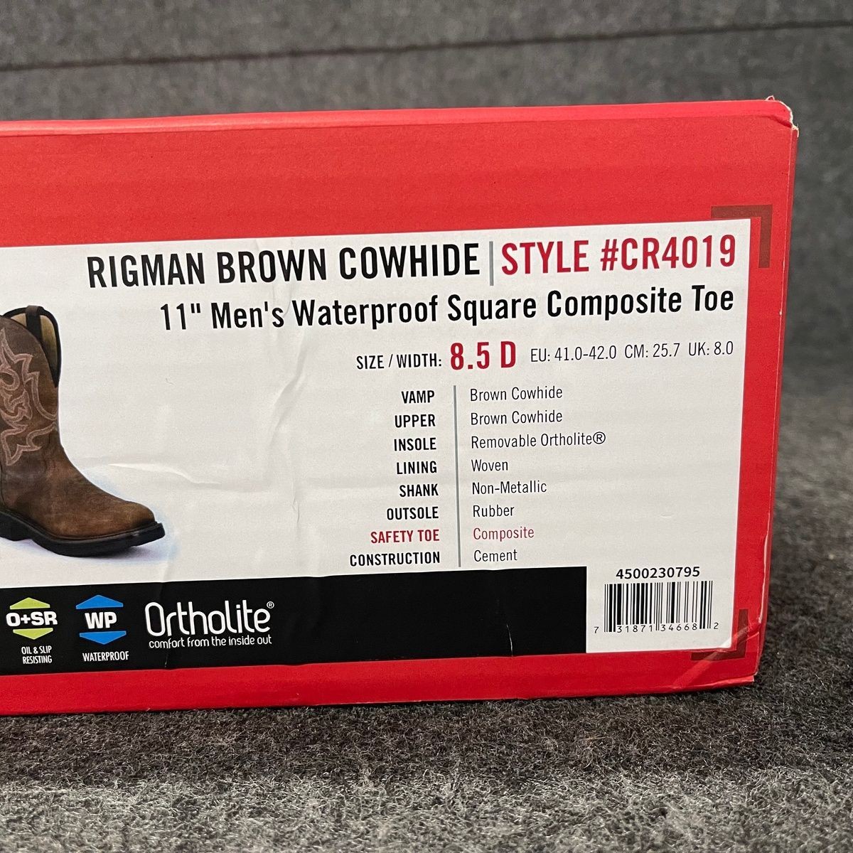 JUSTIN Rigman 11″ Waterproof Western Boots Men’s Size 8.5 D Brown