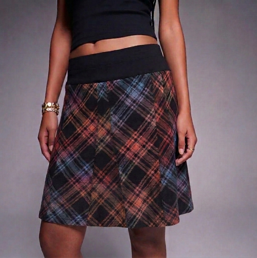 A Pea in the Pod Maternity Wool Plaid Skirt Large Black Multicolor 81014-96 NWOT