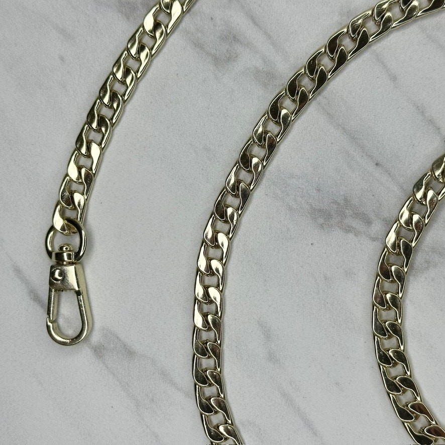 Gold Tone Flat Curb Chain Link Purse Handbag Replacement Strap 45in