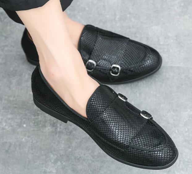Men Dress Shoes Mens Faux Leather Flats Buckle Strap Loafers Driving Shoes size