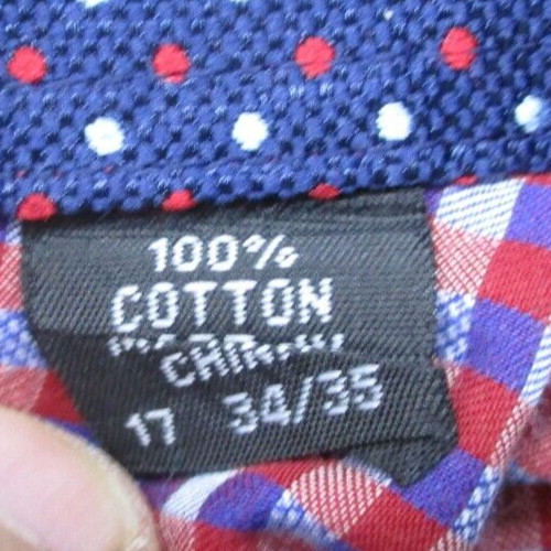 Eligish Laundry Button Up Shirt Men’s XL Red Blue Purple Geometric Plaid Cotton