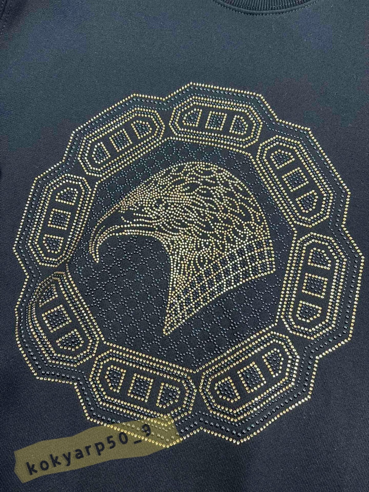 Stefano Ricci 3D Embroidered Logo Black Men’s Casual Round-Neck Sweatshirt
