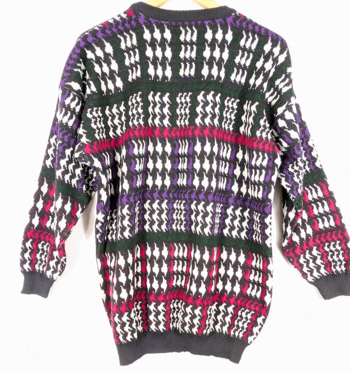 VTG Euro Flash Sweater OSFA Geometric Knit Retro 80s 90s Made In Hungary Cosby