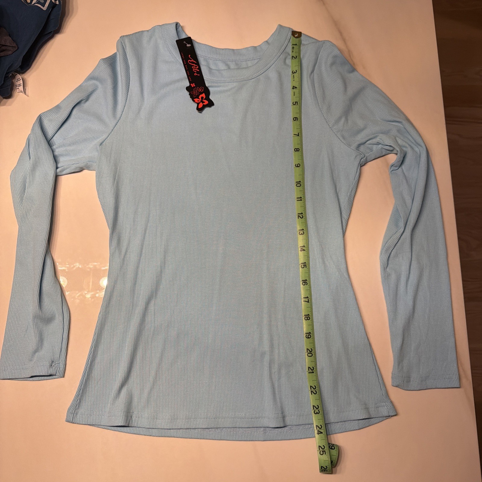 Women’s Large Ribbed Long Sleeve Thermal Crew Neck Top