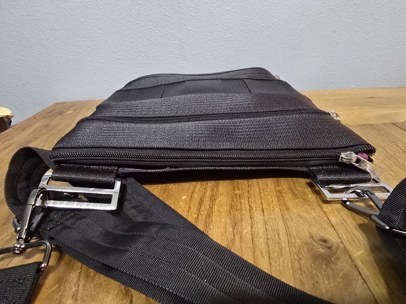 Maggie Bags The Betty Bag Black Seatbelt Crossbody Bag Purse