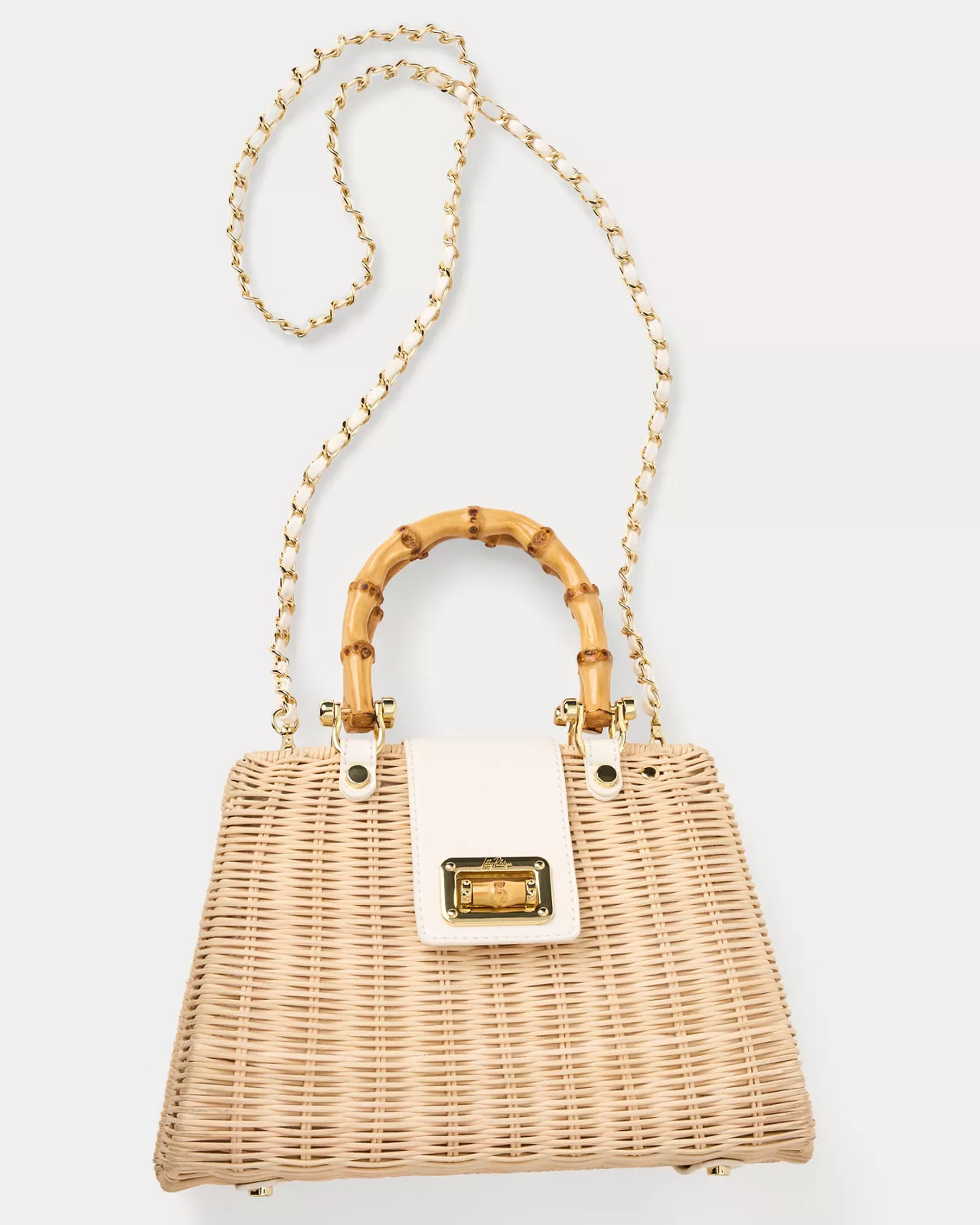 Lilly Pulitzer Leena Top Handle Bag Resort White X Natural