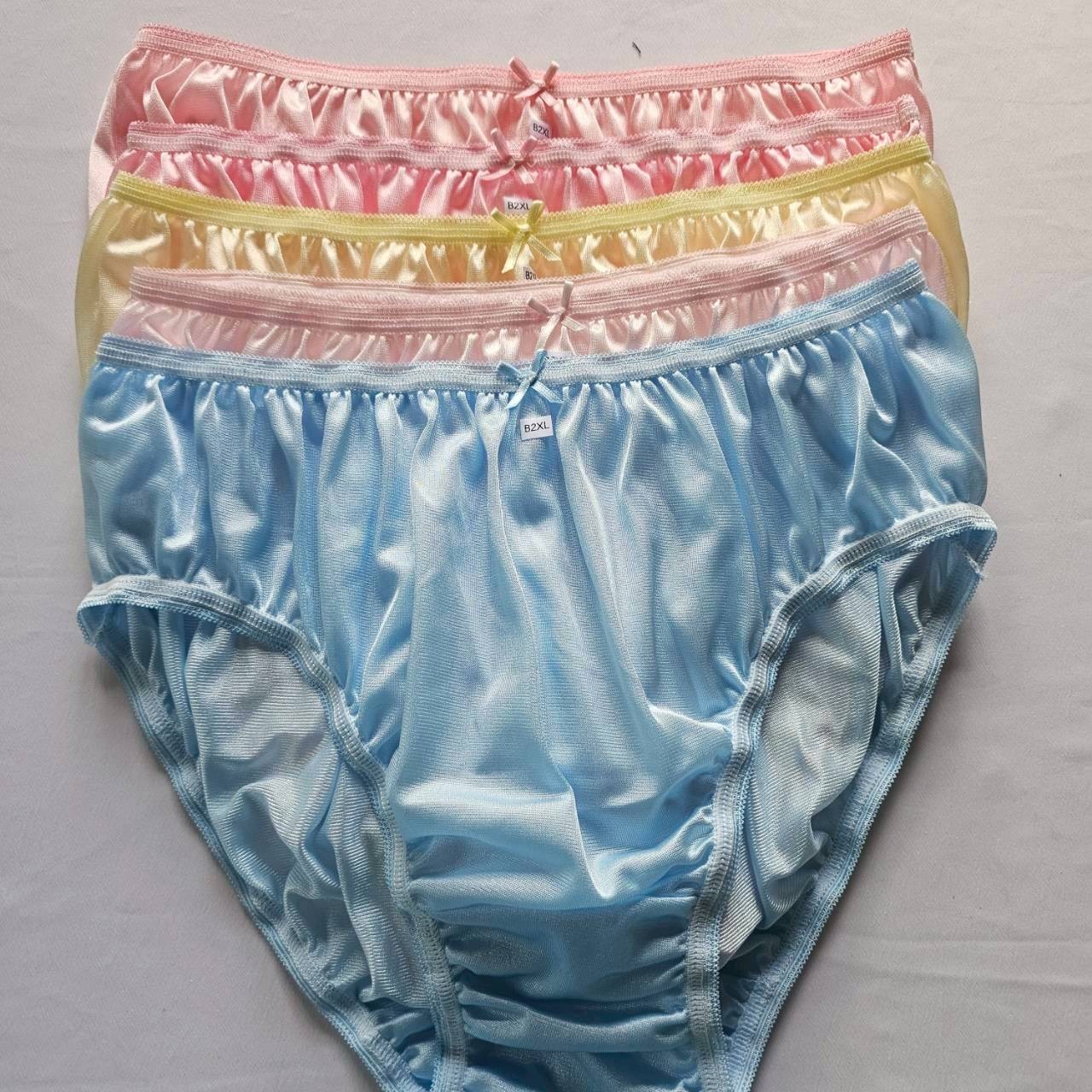 6pc Plus Underwear Mid-Waist Panties Women Mens Briefs Nylon Silky Soft 2XL/Mix