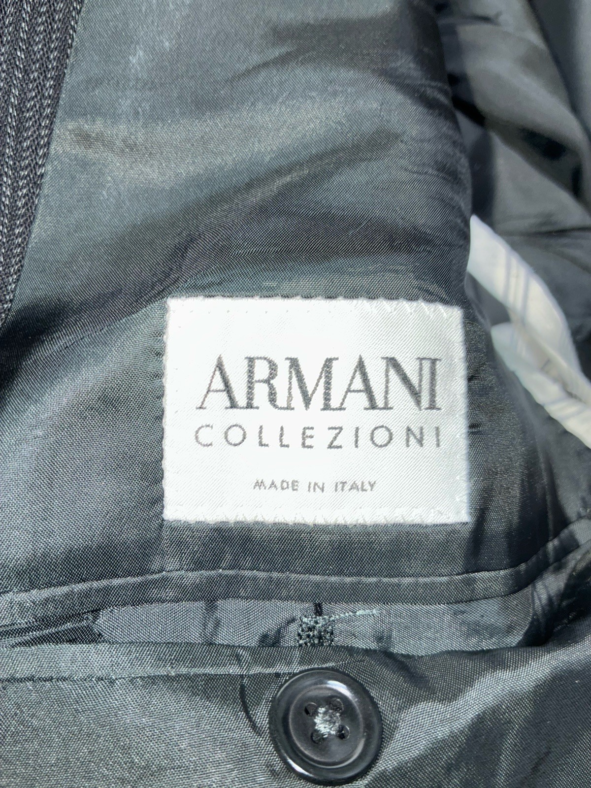 Armani Collezioni Saks Blazer Men’s 40R Charcoal Herringbone Wool Italy *hole