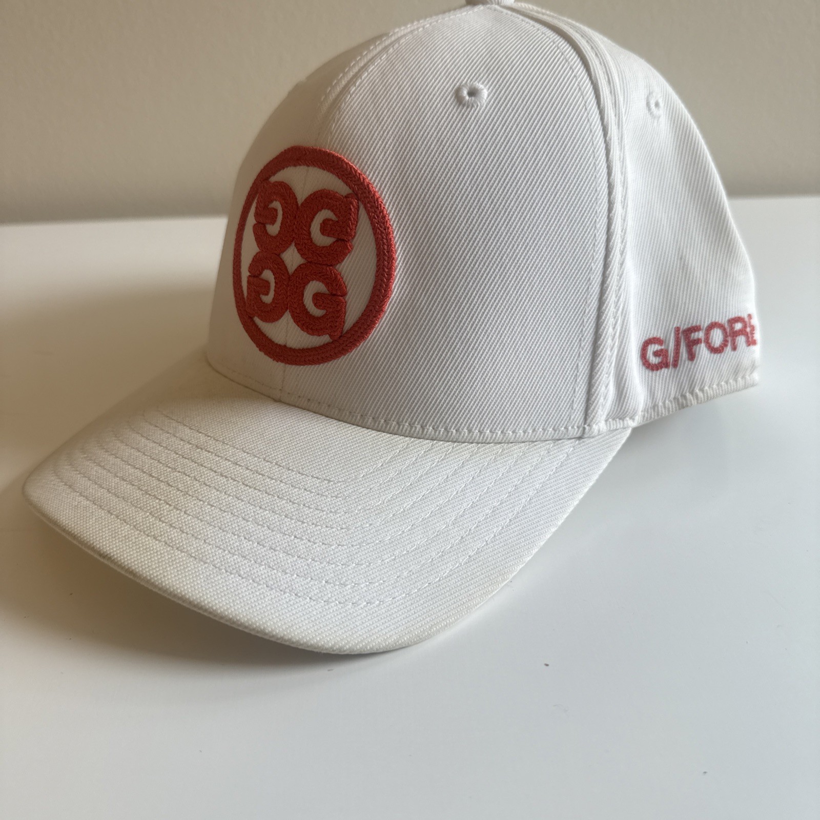 G/FORE GFORE Circle G’s 110 Flex Fit Tech Snapback Hat Golf White Orange
