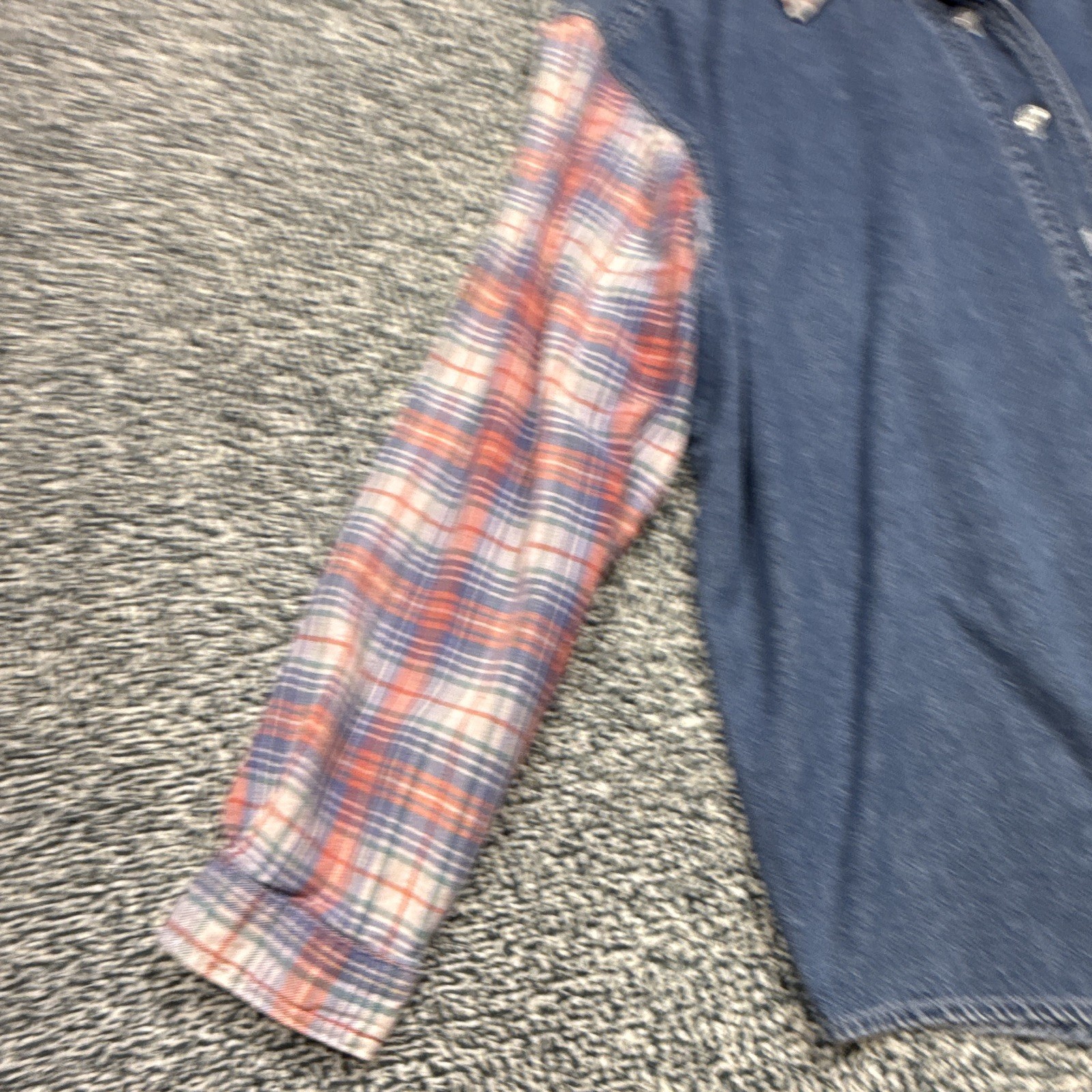Mickey Unlimited Men’s L Plaid Denim Button-Up Long Sleeve Pockets