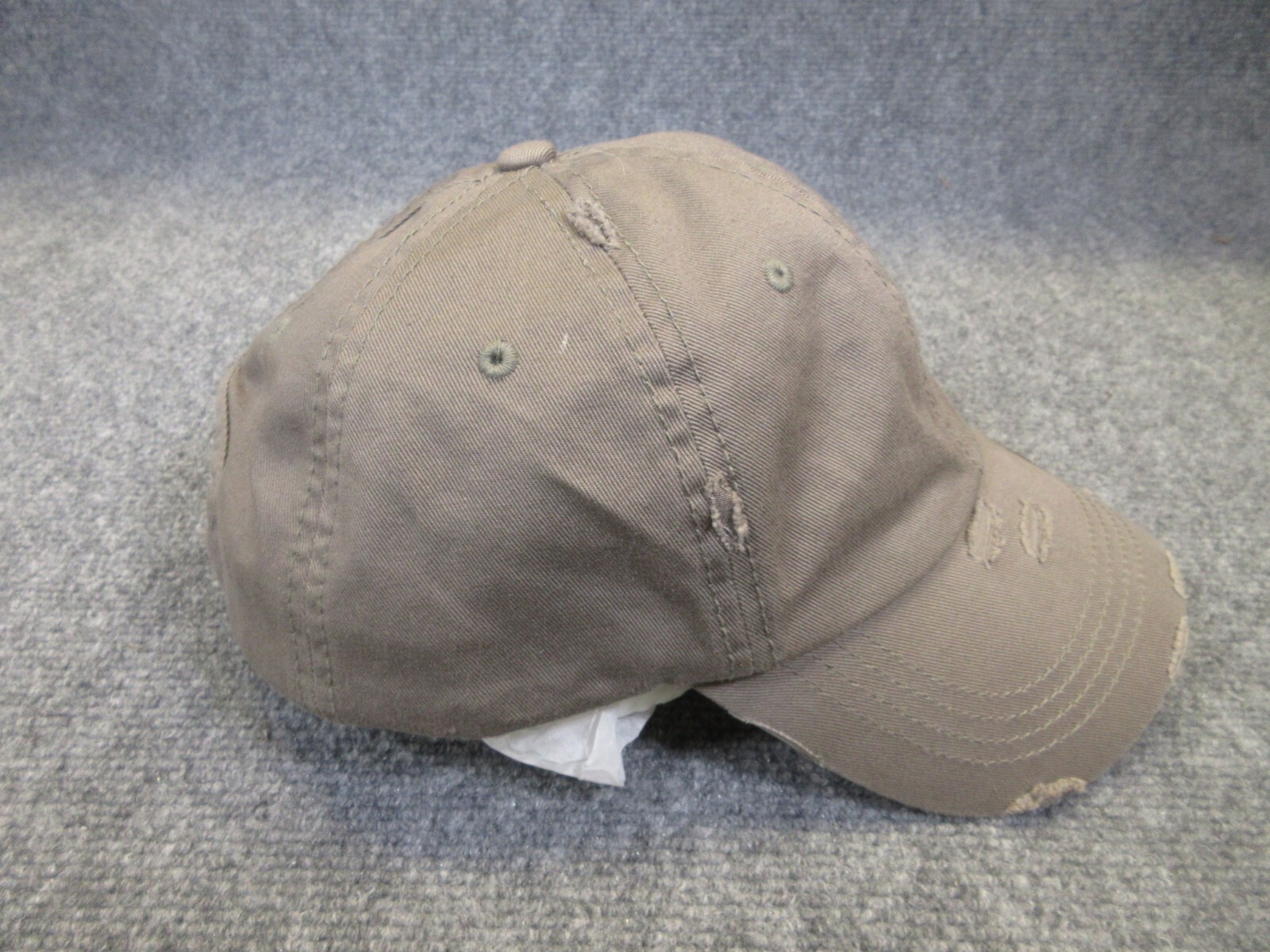 Kbethos Ponytail Hat Cap Hook And Loop Strap Back Gray Distressed Womens NEW NWT