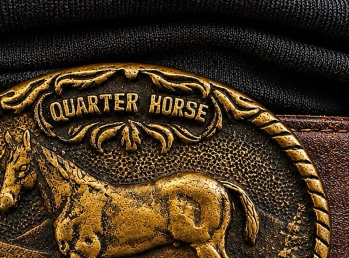 BTS Quarter Horse Belt Buckle Solid Brass 1977 Made USA Western 3.5in Vintage