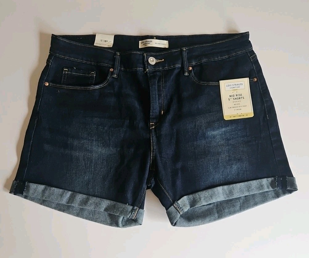 Levi’s Strauss Gold Label Mid-Rise 5″ Denim Shorts Soft Stretch Women 12/W31 New