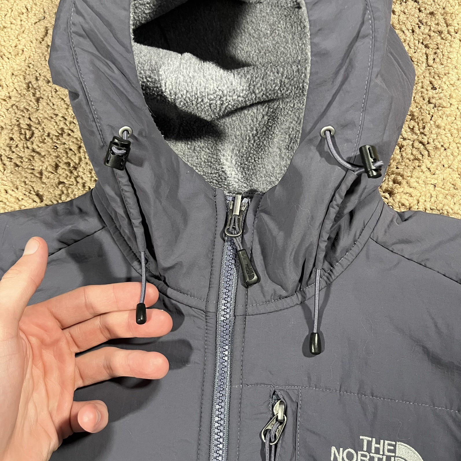 The North Face Jacket Womens Small Gray Denali Hooded Recycled Polartec Fleece