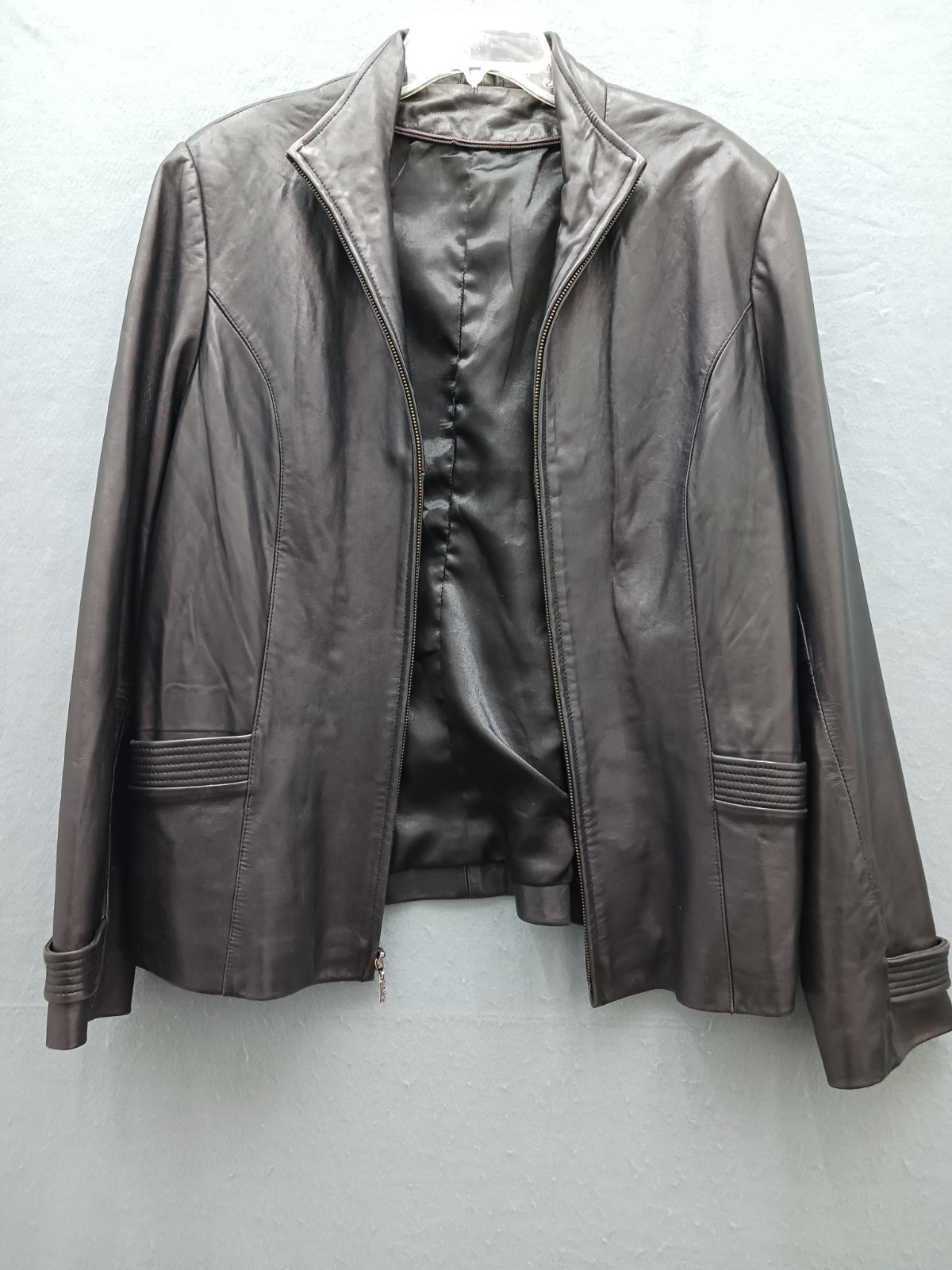 Unknown Women’s Jacket Size S Gray Moto Zip Front Casual Classic Stylish