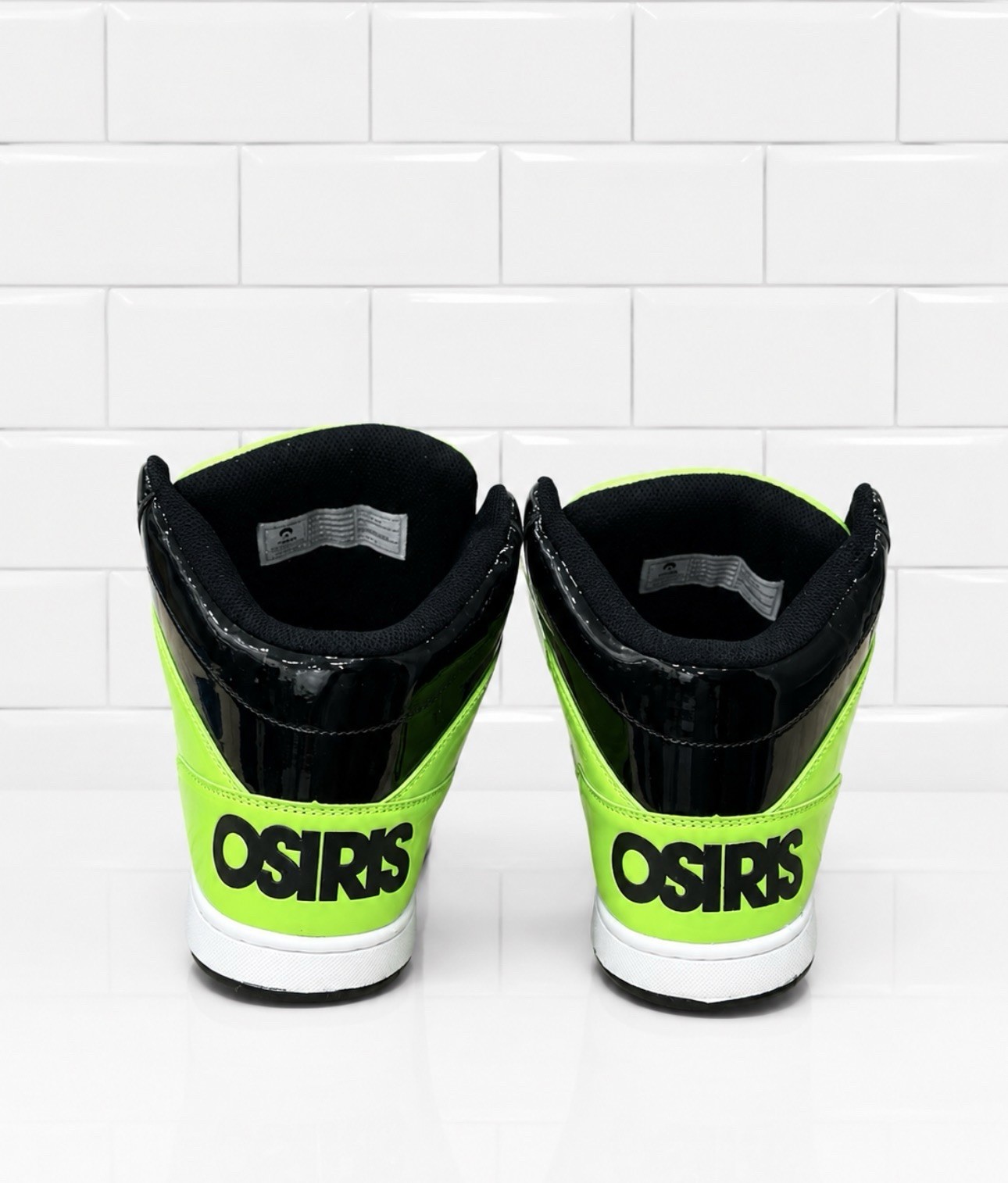 Osiris High Top Skate Shoes Mens Size 13 Black Neon Green White Sneakers