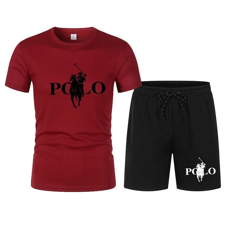 Men’s Summer Sports Set Short Sleeve T-Shirt & Shorts 2-Piece Outfit Casual Stre
