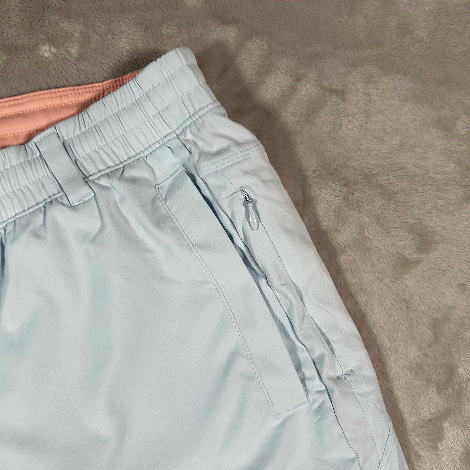 Birddogs Shorts Mens 2XL 9″ Sky Blue Lined Elastic Waist Drawstring Zip Pocket