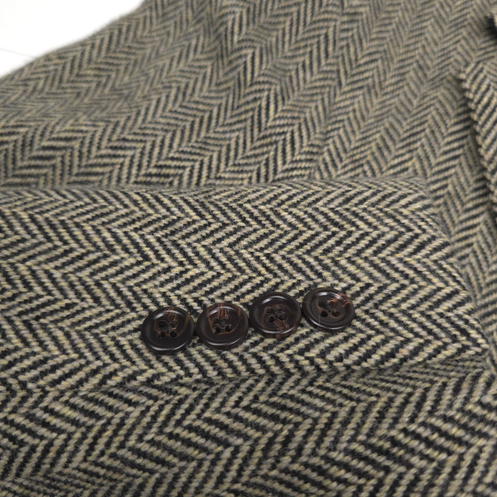 Polo Ralph Lauren Soft Herringbone Sport Coat Mens 42R Black Beige Wool Blazer